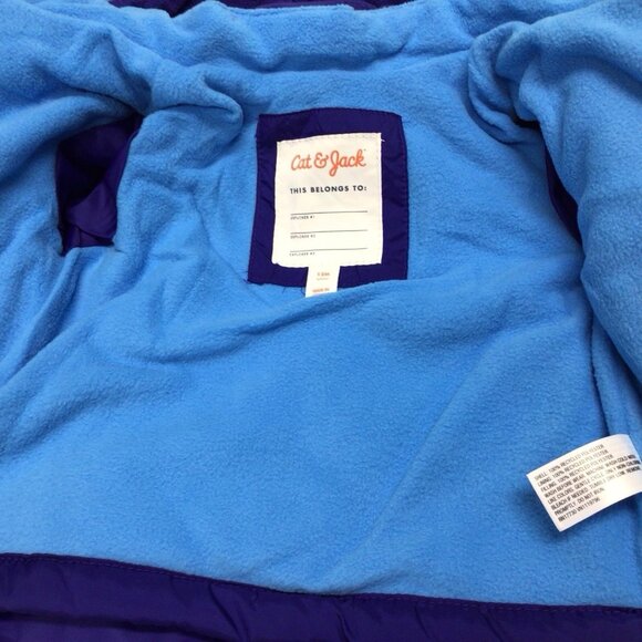 Cat & Jack NWT Zip-Up Winter 3-In-1 Jacket Blue Trucks Size 12 Months Flaw - Picture 8 of 12